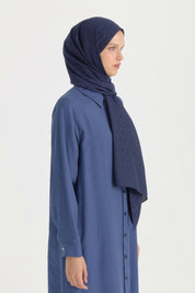 Patterned Cotton Shawl - Navy Blue