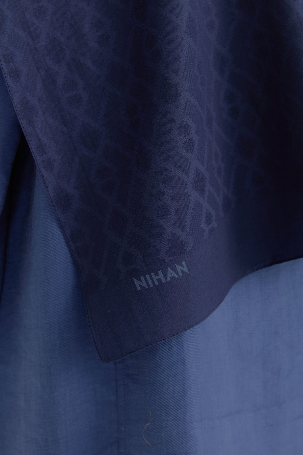 Patterned Cotton Shawl - Navy Blue