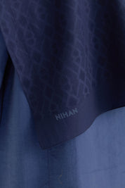Patterned Cotton Shawl - Navy Blue