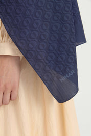 Patterned Cotton Shawl - Navy Blue
