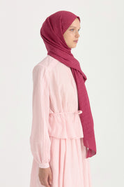 Patterned Cotton Shawl - Cherry