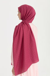Patterned Cotton Shawl - Cherry
