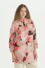 Desenli Pamuk Tunik - Pembe