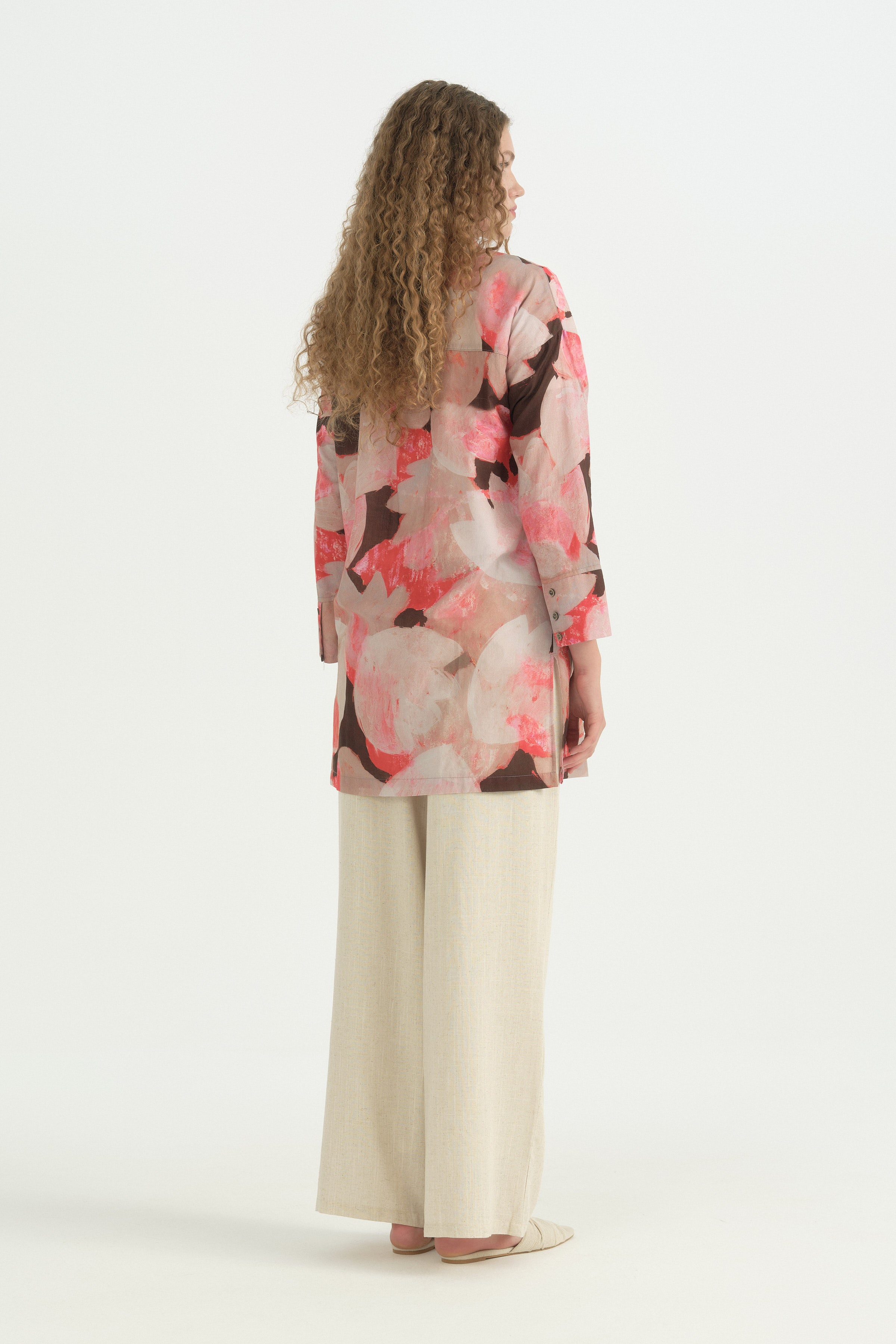 Desenli Pamuk Tunik - Pembe