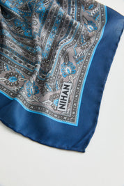 Patterned Soft Scarf - Navy Blue