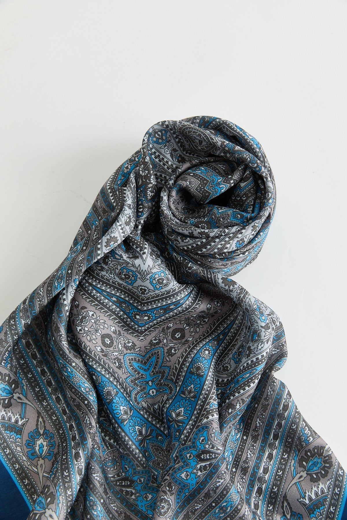 Patterned Soft Scarf - Navy Blue