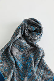 Patterned Soft Scarf - Navy Blue