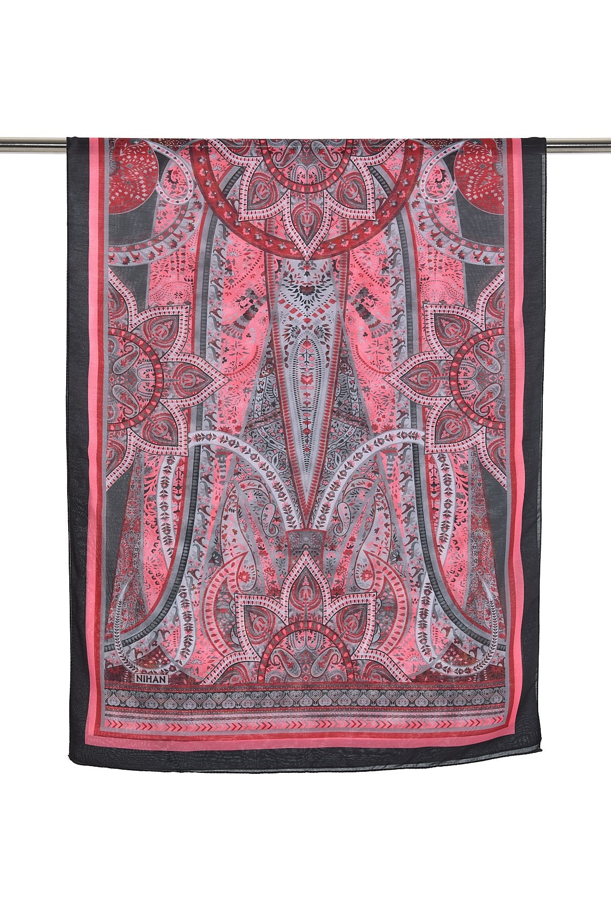 Patterned Soft Scarf - Red
