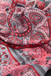 Patterned Soft Scarf - Red