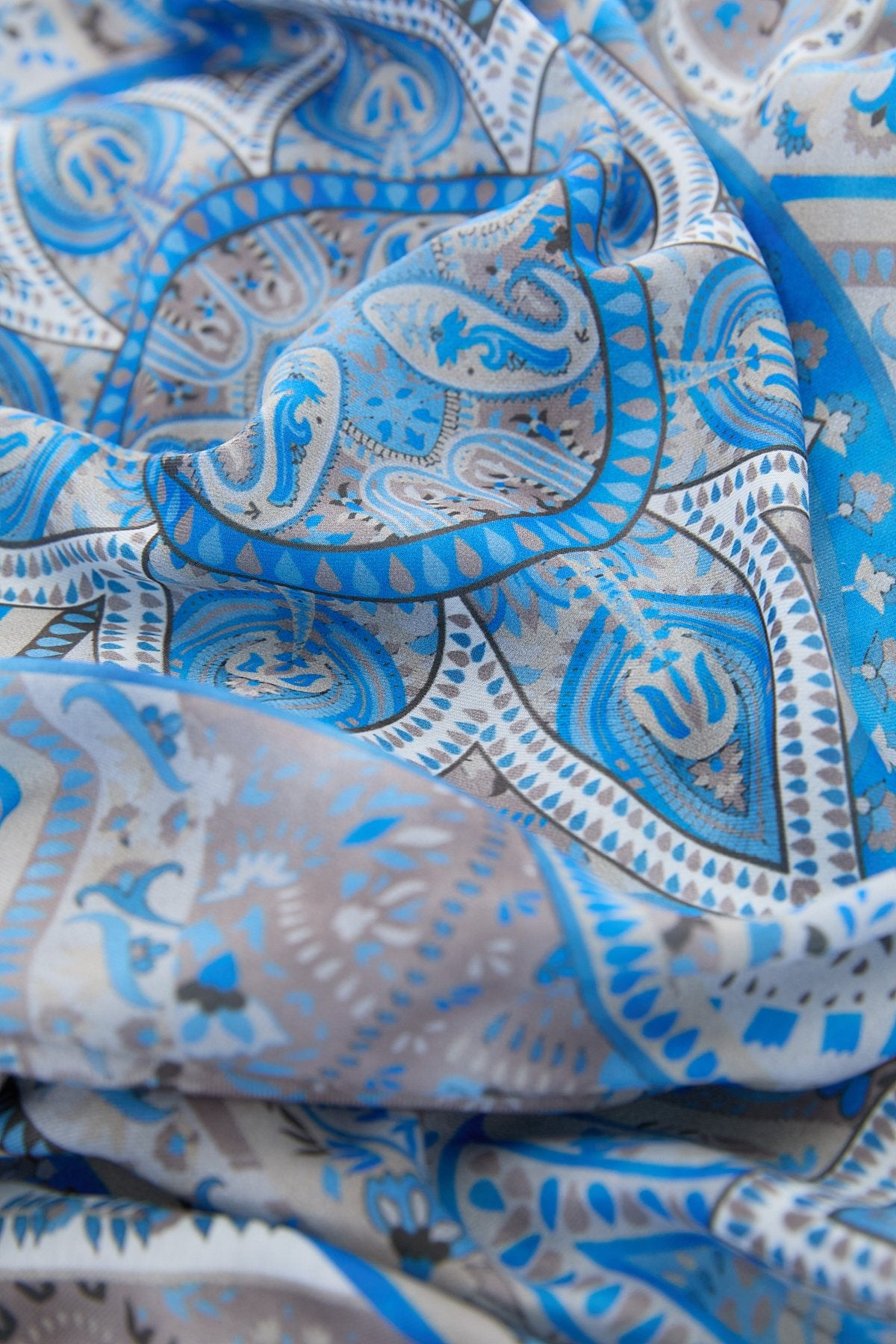 Patterned Soft Scarf - Navy Blue