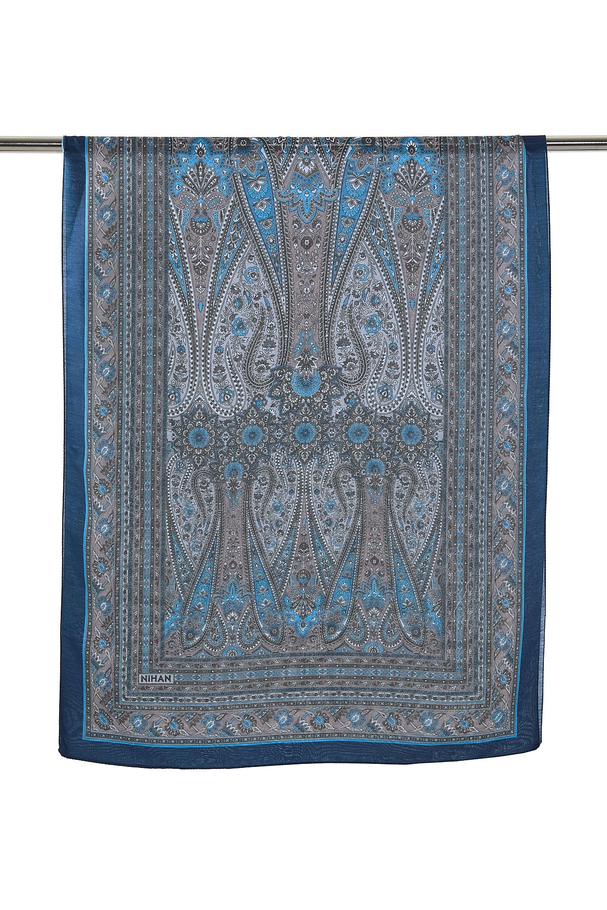 Patterned Soft Scarf - Navy Blue