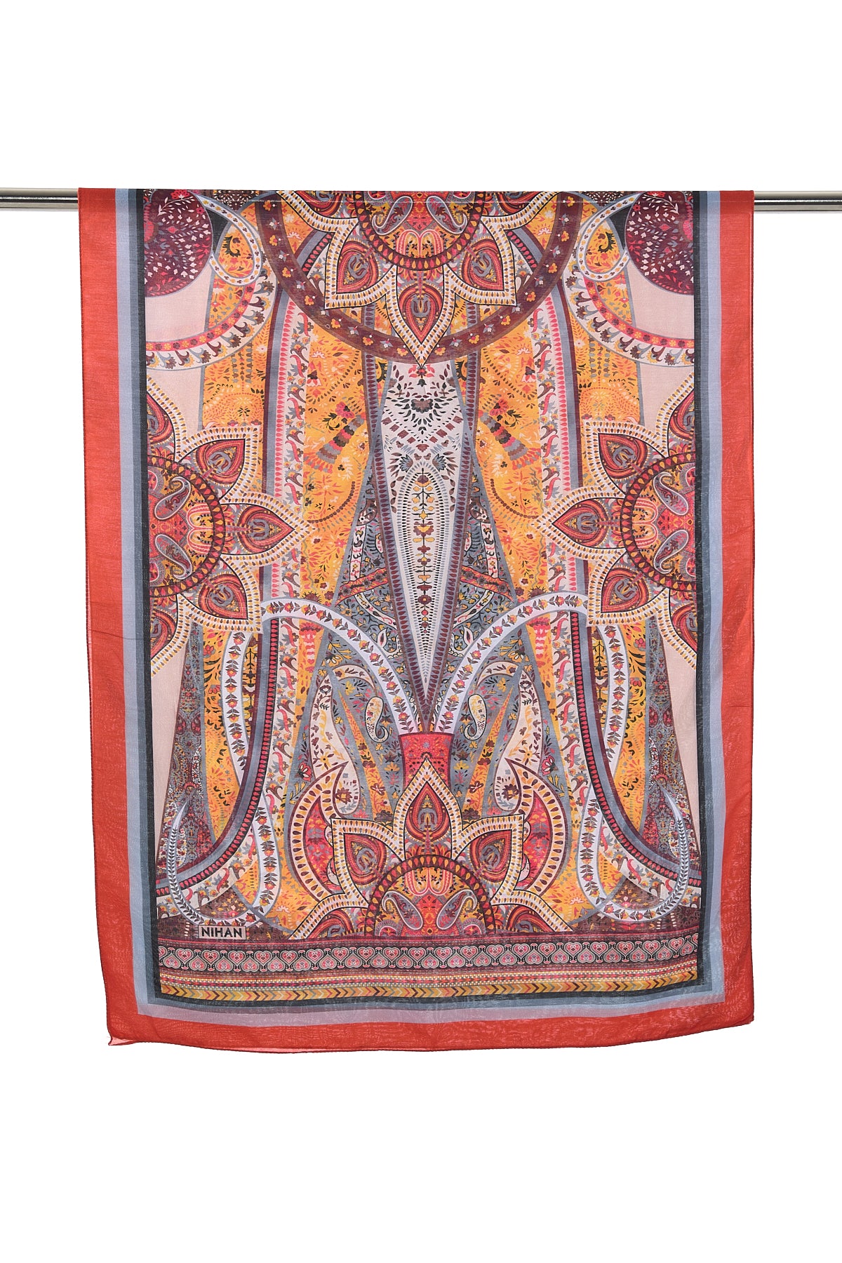 Patterned Soft Shawl - Orange