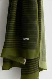 Patterned Viscose Silk Scarf - Khaki