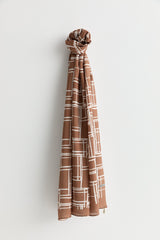 Patterned Viscose Silk Scarf - Brown