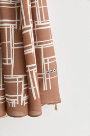 Patterned Viscose Silk Scarf - Brown