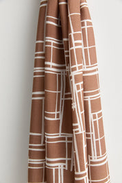 Patterned Viscose Silk Scarf - Brown