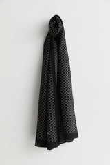 Patterned Viscose Silk Scarf - Black