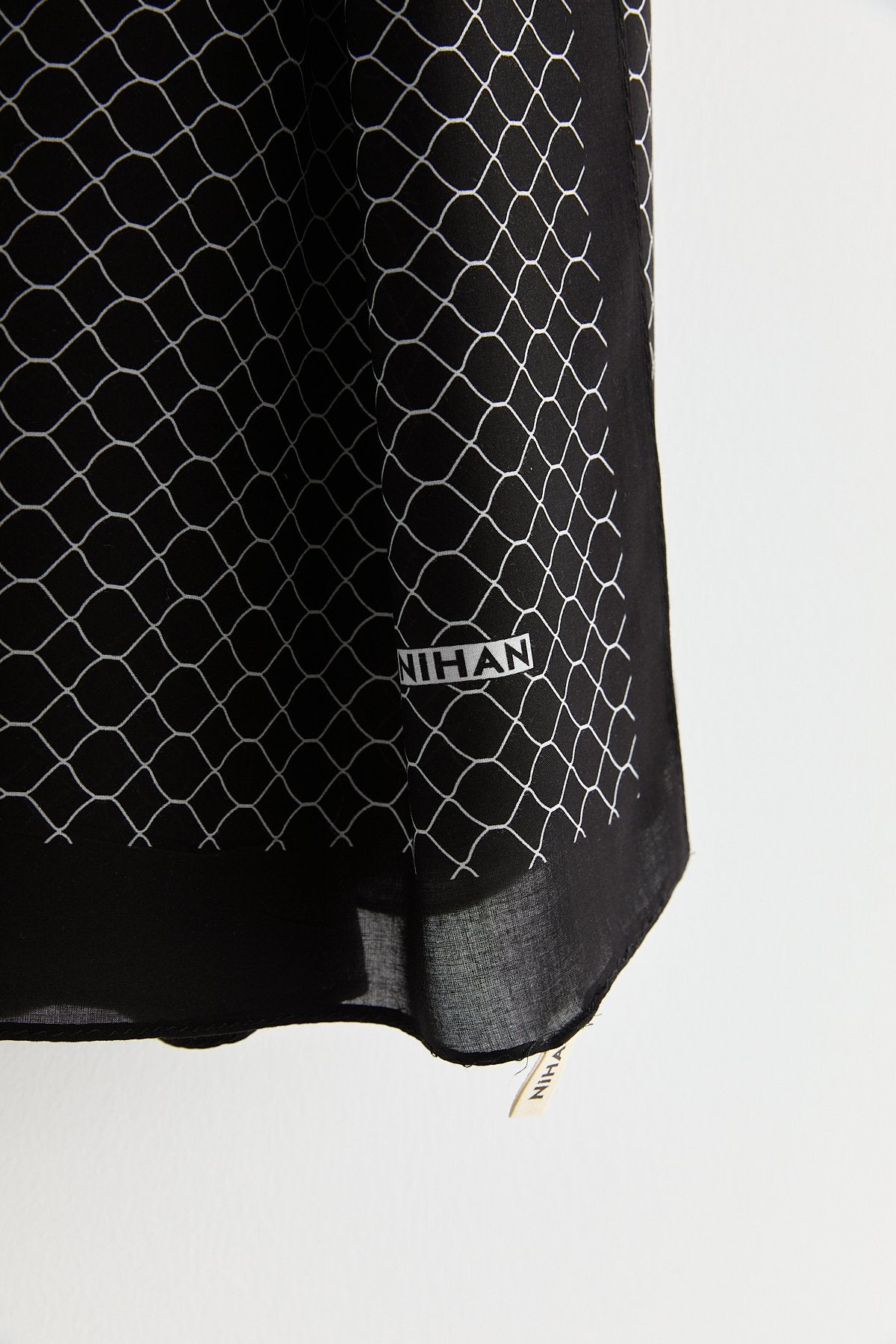 Patterned Viscose Silk Scarf - Black