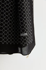 Patterned Viscose Silk Scarf - Black