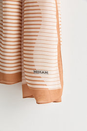 Patterned Viscose Silk Scarf - Cinnamon