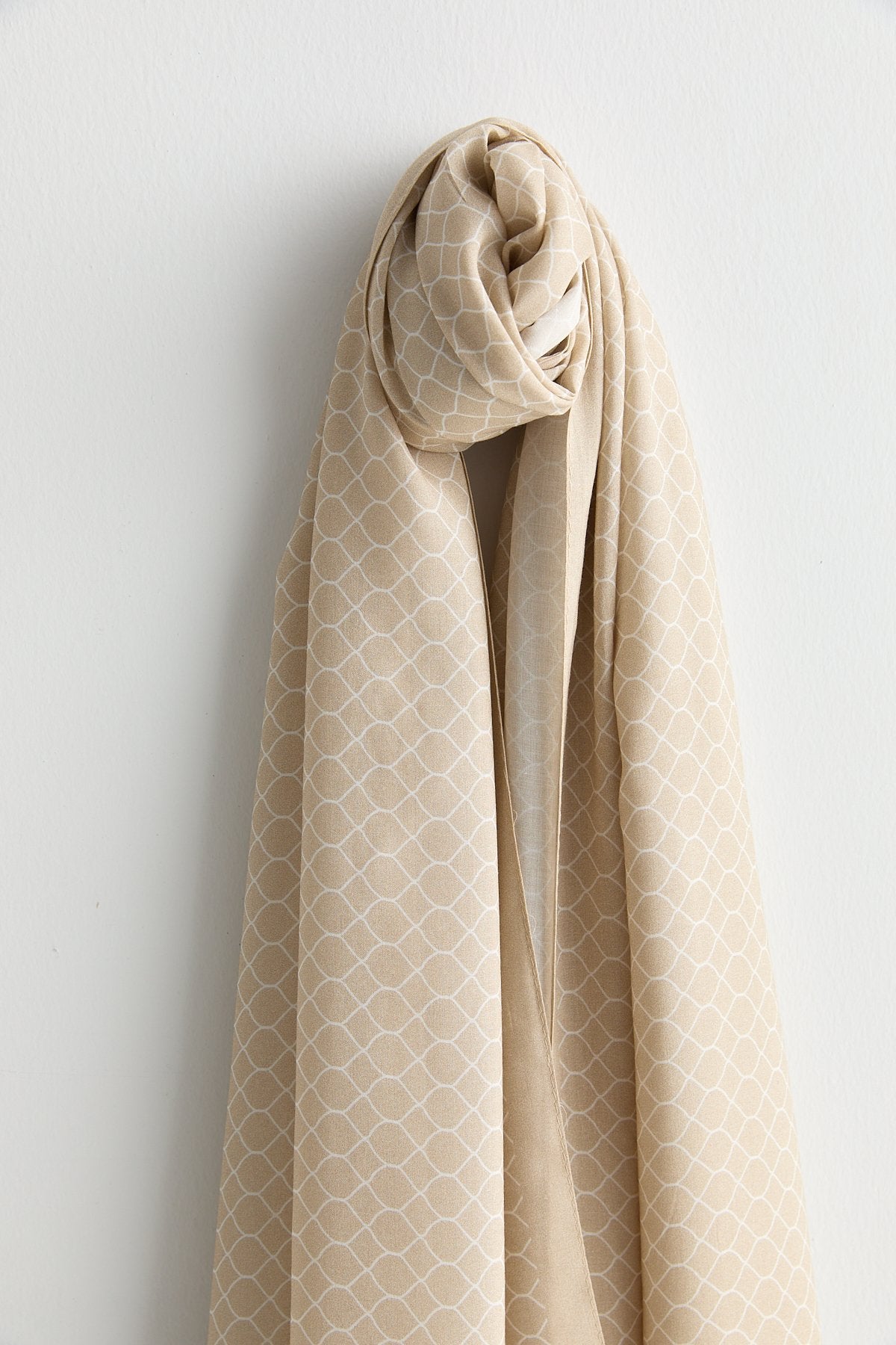 Desenli Viskon İpek Şal - Vizon