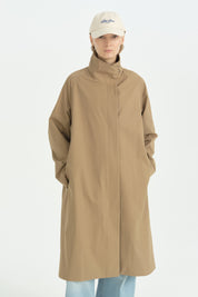 Dik Asimetrik Yaka Kap - Camel