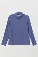 High Neck Basic Knitted Blouse - Indigo
