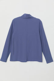 High Neck Basic Knitted Blouse - Indigo