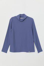 High Neck Basic Knitted Blouse - Indigo