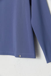 High Neck Basic Knitted Blouse - Indigo