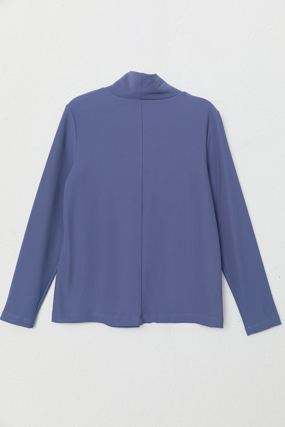 High Neck Basic Knitted Blouse - Indigo
