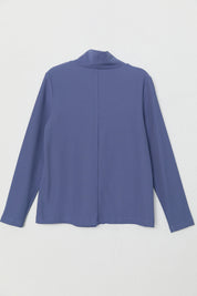 High Neck Basic Knitted Blouse - Indigo