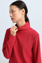 High-Neck Basic Knitted Blouse - Red