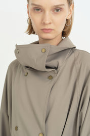 Dik Yaka Oversize Trençkot - Yeşil
