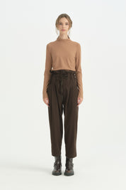 Dik Yaka Rahat Formlu Basic Bluz - Camel