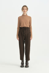 Dik Yaka Rahat Formlu Basic Bluz - Camel