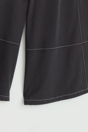 Dikiş Detaylı Bol Paça Örme Pantolon - Siyah