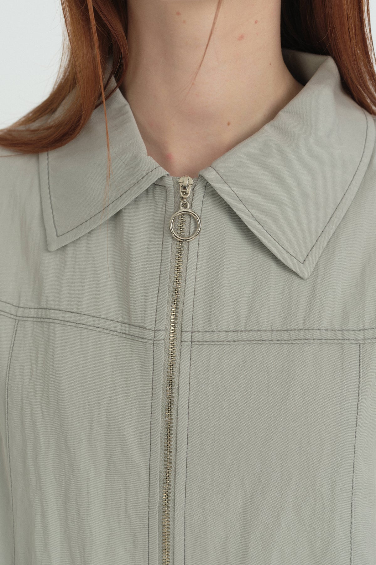 Dikiş Detaylı Denim Görünümlü Rayon Ceket - Gri