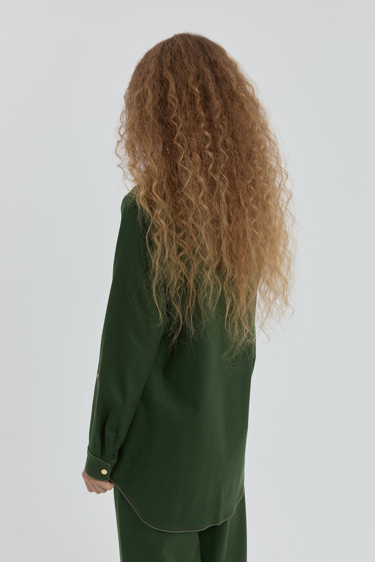 Stitched Detail Shirt Collar Tunic - Green