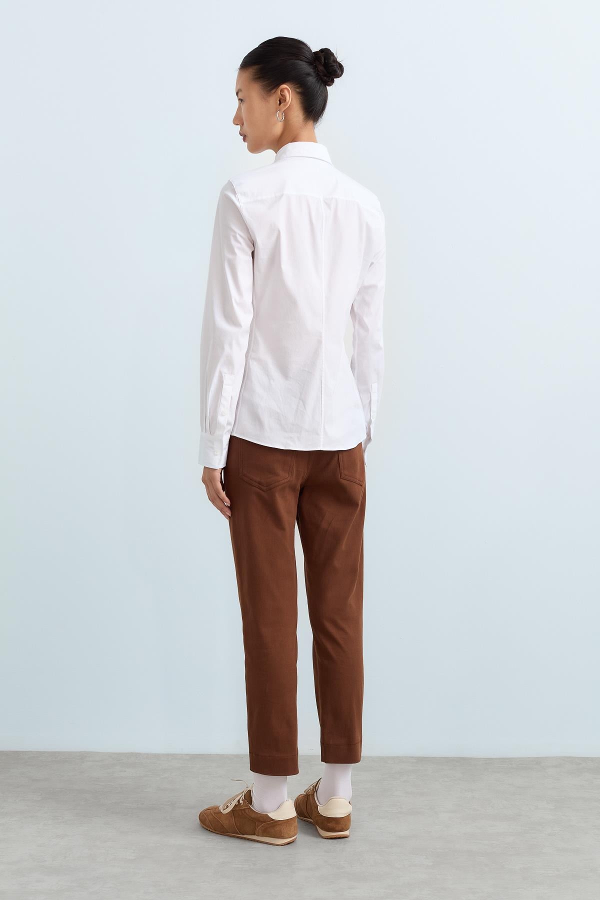 Dynamic 5-Pocket Slim-Fit Gabardine Trousers - Brown