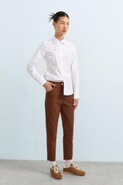 Dynamic 5-Pocket Slim-Fit Gabardine Trousers - Brown