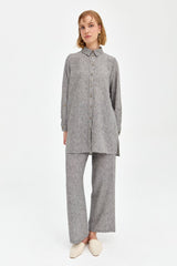 Natural Fabric Pants and Tunic Set - Dark Gray