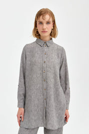 Natural Fabric Pants and Tunic Set - Dark Gray