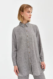 Natural Fabric Pants and Tunic Set - Dark Gray