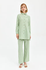 Natural Fabric Pants and Tunic Set - Green