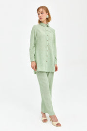 Natural Fabric Pants and Tunic Set - Green