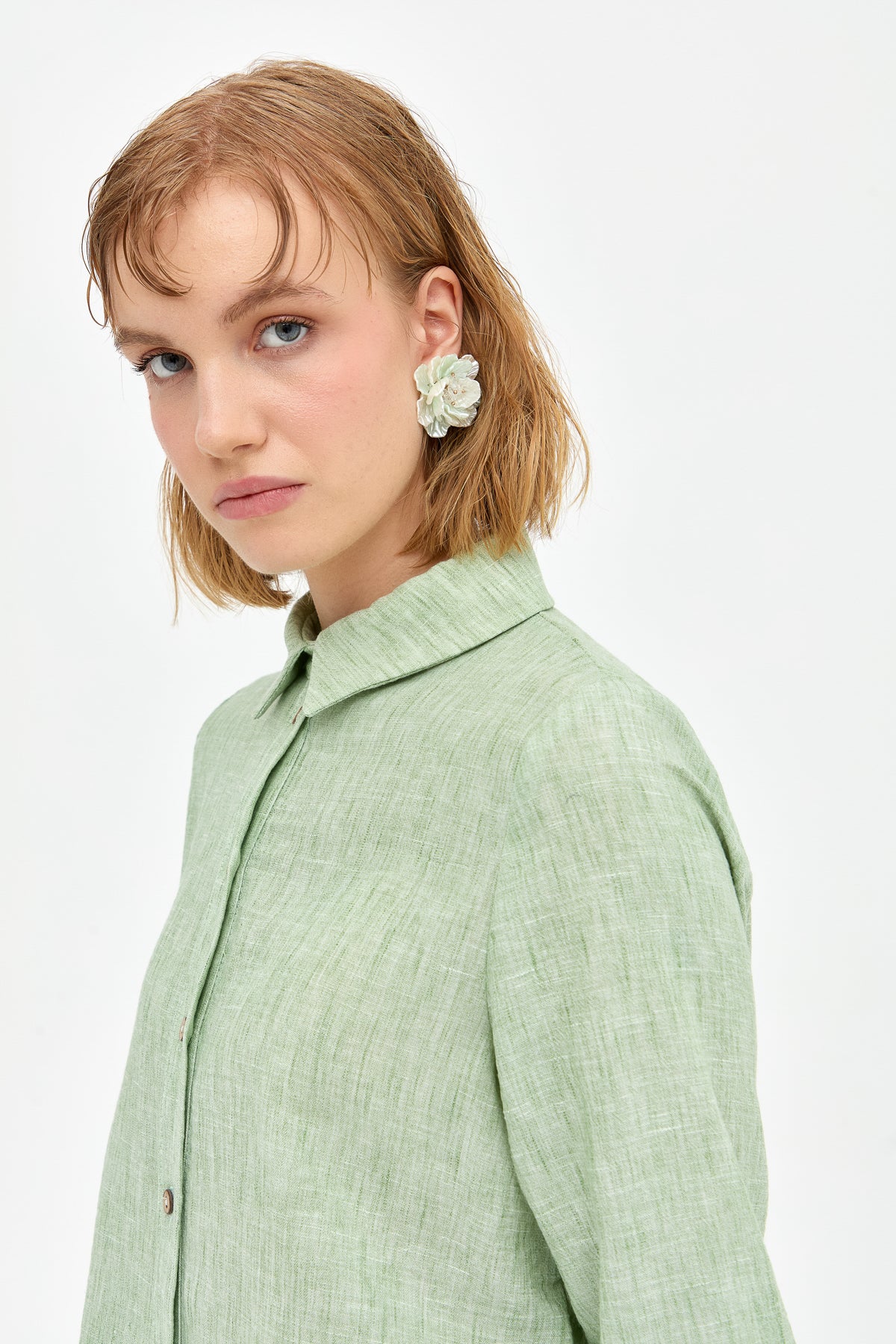 Natural Fabric Pants and Tunic Set - Green