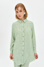 Natural Fabric Pants and Tunic Set - Green