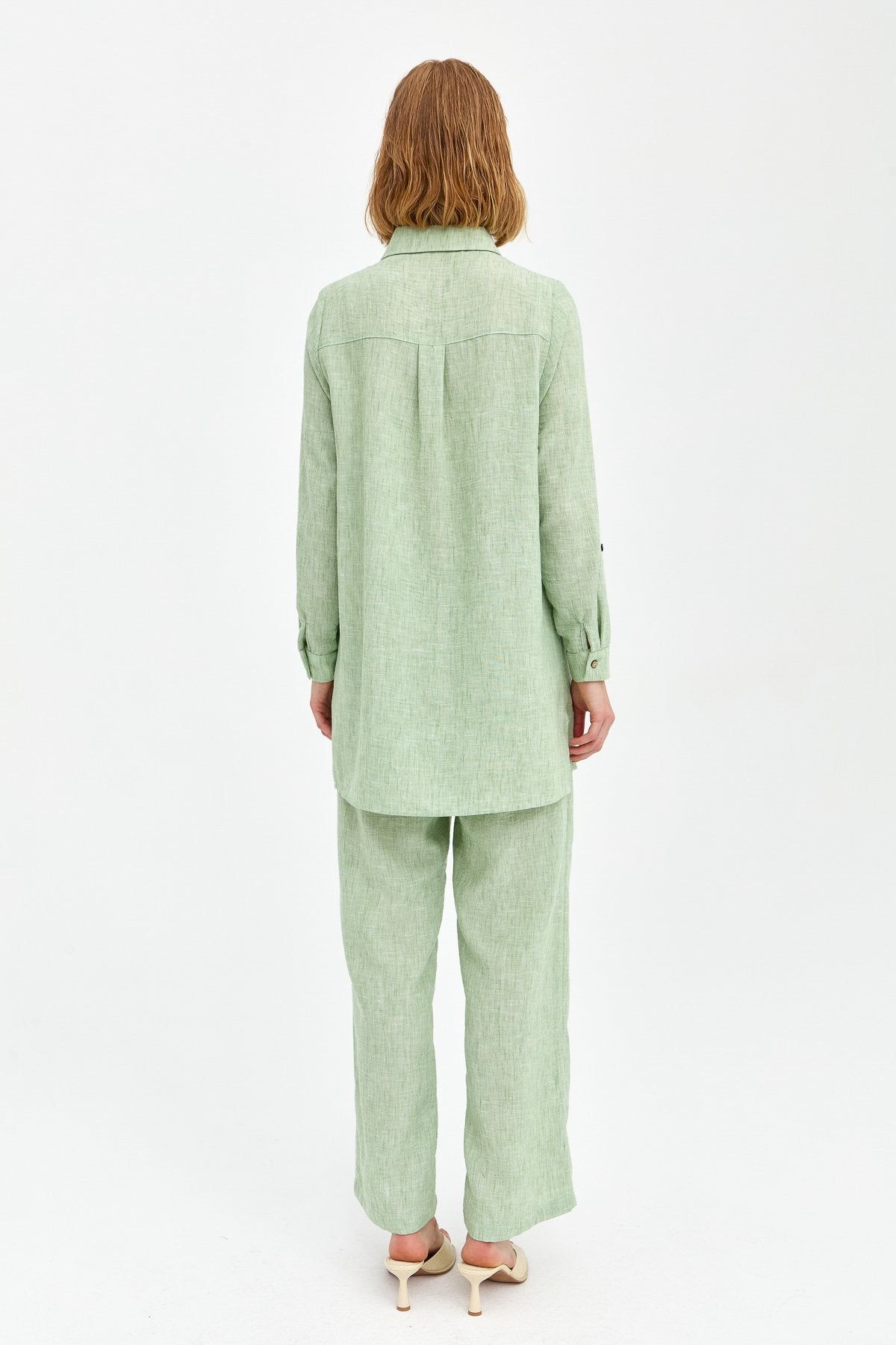 Natural Fabric Pants and Tunic Set - Green
