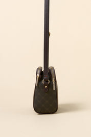 Monogram Textured Cross-Body Bag - Coffee